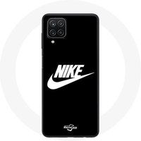 Nike Hoesje voor Samsung Galaxy A12 Nike Logo witte achtergrond Zwart Maniacase
