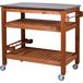 dobar® Table multifonctionnelle - Chariot de service - Bois massif - 94 x 58 x 90 cm - Brun