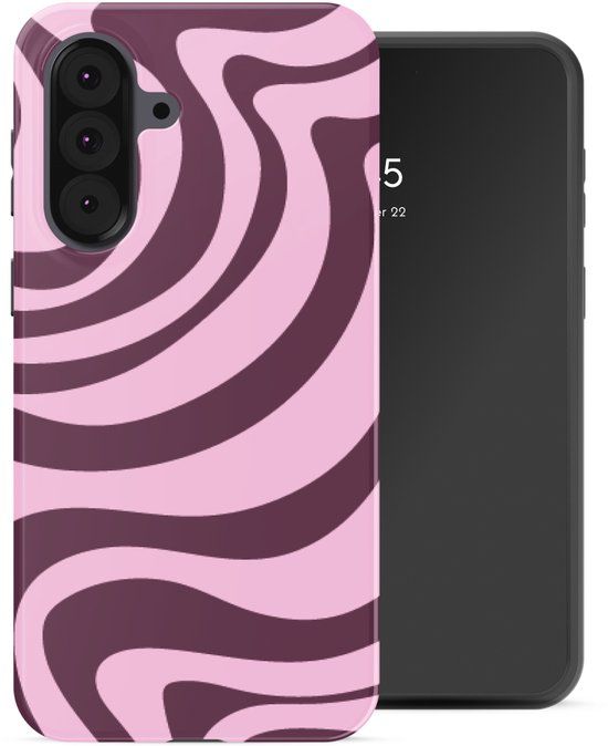 Selencia Hoesje - Geschikt voor Samsung Galaxy A37 (5G) - Backcover - Wavy Swirl Pink Plum