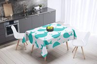 Bonamaison Tafelkleed, Anti-Mold, Sneldrogend, Waterdicht, 100% Polyester Tafellaken, Turkoois, wit, 140 x 140 Cm