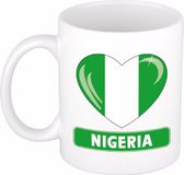 Bellatio Decorations Hartjes vlag Nigeria koffiemok - drink beker - white - 300 ml