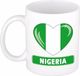 Bellatio Decorations Hartjes vlag Nigeria koffiemok - drink beker - white - 300 ml