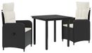 Table de jardin noire et blanc crème 3 pièces 80 x 80 x 74 cm