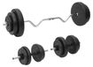 Haltter- en SZ-curlstangset - 60 kg gewichtset - Verstelbare gewichten - Cementen gewichtsschijven met kunststof coating - Pour hommes - Noir