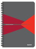 Leitz Office collegeblok, A5, gelinieerd, notitieboek met spiraalbinding, PP-omslag, 360 graden opening, 180 pagina's/90 vellen FSC-gecertificeerd papier (80 g/m²), voor kantoor en school, rood