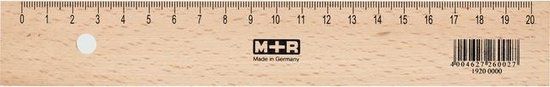 Mobius & Ruppert liniaal - 20cm - hout met metaalinleg - MR-19200000