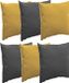 Hespéride Bank/sier/tuin kussens - binnen/buiten - set 6x stuks - mosterd geel/antraciet - 40x40 cm