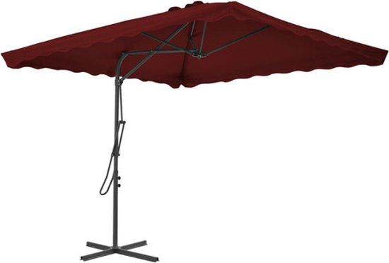 vidaXL Parasol met stalen paal 250x250x230 cm bordeauxrood