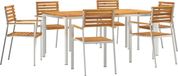 vidaXL - Table de salle à manger - Bois d'acacia massif et acier inoxydable