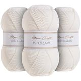 Utopia Crafts Super Aran brei- en haakgaren 3X 100g (wit)