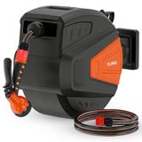 FlinQ Tuinslanghaspel 20 meter - Slanghaspel Automatisch - 180° draaibare Muurhaspel - Wandslangenbox met Tuinslang, Haspel en Sproeikop - 9 Sproeistanden