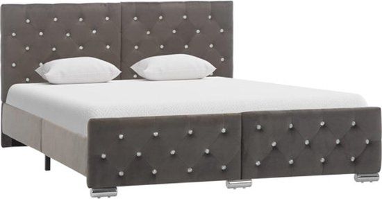 vidaXL Bedframe fluweel grijs 140x200 cm