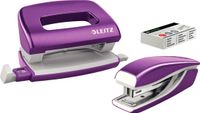 Leitz WOW Metalen Mini Nietmachine en Perforator Set - Paars Metallic