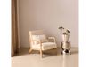 sweeek - Scadinavische fauteuil van naturelkleurig hout en bouclé - lorens