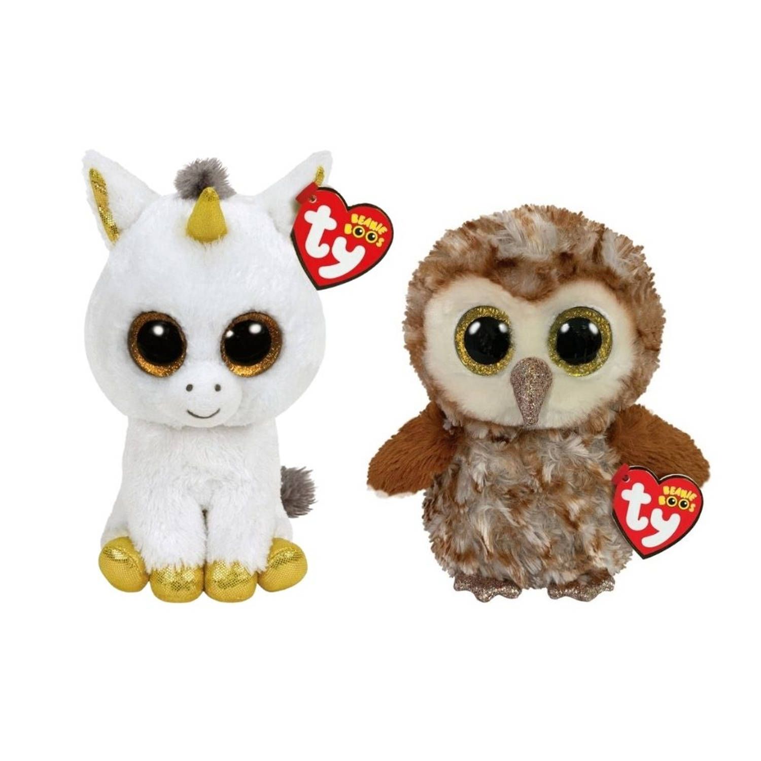TY - Knuffel - Beanie Boo's - Pegasus Unicorn & Percy Owl
