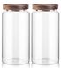 2 pots de rangement en verre de 1200 ml avec couvercle en bois, set de 2