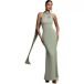 Goddiva Robe dos nu en satin scuba et velours femme Maxi