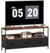 StarTech TV-kast - TV-meubel - 120 cm - Geschikt voor televisies tot 140 cm - 1 open vak - 3 opklapbare lades - Houten frame en stalen poten - Rustieke bruine kleur