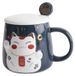 Mug Maneki Neko bleu en relief