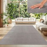TT Home Vloerkleed Woonkamer Laagpolig Eenkleurig Modern Design Wasbaar Geel Gold, Kleur: Grijs, Maat:200 cm Vierkant