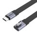 ROLINE USB 4.0 platte kabel, C-C, M/M, 8K UHD-2, 80Gbit/s, 240W, aan één kant 90° gekanteld, zwart, 0,8 m