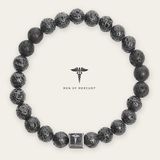 MEN OF MERCURY® Lava Armband Heren – Zwarte Kralenarmband 8 mm – Natuursteen Look – Elastisch – Luxe Geschenkverpakking