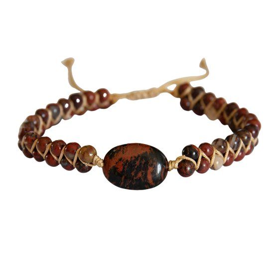 Marama Armband Jaspis Donkerrood - Verstelbaar - Edelsteen - Vegan