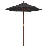 VidaXL Parasol met houten paal 196x231 cm zwart