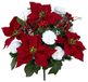 Admired By Nature 18 stengels kunstmatige kerstster boeket nep kerst bloem, faux fluwelen kerstster anjer voor huisdecoratie, vakantie struik, indoor bloemen, begraafplaats bloemen, wit/rood