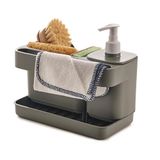 Snips Riordinello grijs, sponshouder met dispenser, spoelbakorganizer grijs, opbergdoos voor keukengerei 12L x 18B x 21H cm, gemaakt in Italië, 0% BPA- en ftalaatvrij