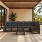 Maison Exclusive Ensemble de jardin avec 7 pièces, ensemble de salon en polyrotin gris et gris foncé