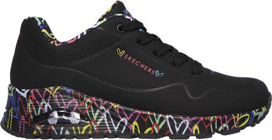 Skechers Uno - Loving Love Dames Sneakers - Black/Black - Maat 37