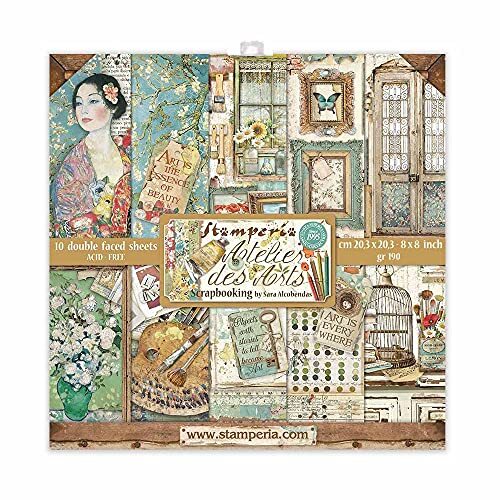 STAMPERIA INTERNATIONAL, KFT Stamperia-Mini Scrapbooking Pad-Atelier Des Arts, meerkleurig, 8 x 20,3 cm