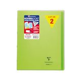 Clairefontaine 981603C Pak met 10 Geniete Schriften Koverbook Groen - 24x32 cm - 96 Pagina’s Kleine Ruitjes met Kantlijn - Wit Papier 90 g - Omslag Polypro