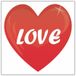 Bellatio Decorations Love rood hartje sticker - 10 x 10 cm - Rood op wit - Valentijn thema - Wijnfles en cadeau etiket - Versieringen - Bruiloft - Liefde