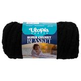 Utopia Crafts Super dik dekengaren 250 g, zacht chenillegaren voor armbreien - dik volumineus polyester jumbo-garen voor handgebreide dekens, haken, doe-het-zelf woondecoratie (zwart)