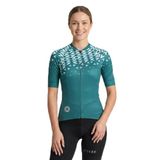 ATTABO Tevi Maillot de cyclisme à manches courtes pour femme, avec fermeture éclair intégrale, 3 poches arrière, réfléchissant, respirant, vert, L