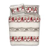 PENSIERI DELICATI beddengoedset voor tweepersoonsbed, 100% katoen, compleet met dekbedovertrek 250 x 200 cm en 2 kussenslopen 52 x 82 cm, gemaakt in Italië, machinewasbaar op 40 °C, motief: rode dwerg