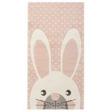 Baroni Home Kindertapijt, laagpolig tapijt, zacht kindertapijt, schattige haas, 80 x 150 cm, roze