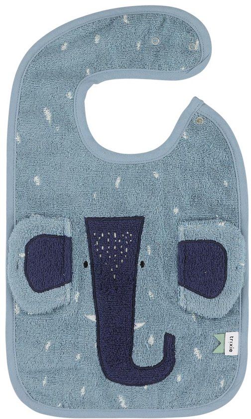 Trixie Slabbetje Mrs. Elephant - Biologisch Katoen - Blauw