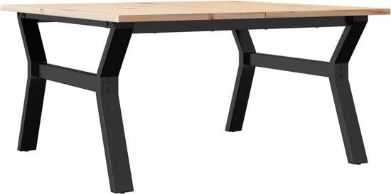 vidaXL Salontafel Y-frame 80x80x45 cm massief grenenhout en staal