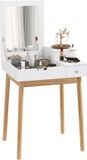 HOMCOM Coiffeuse - Bois - Blanc - 60x50x85,5 cm
