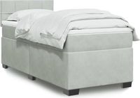 vidaXL Boxspring met matras fluweel lichtgrijs 90x200 cm
