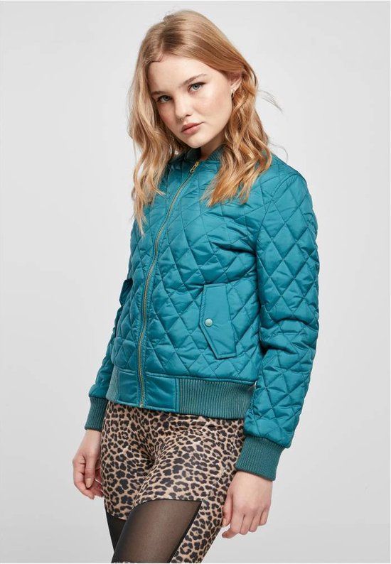 Urban Classics Diamond Quilt Nylon Jacket - Women's XS - Green