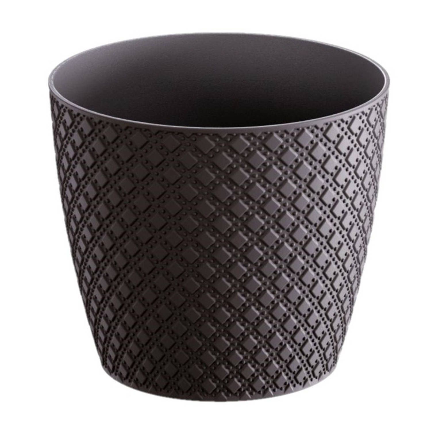 Bellatio Design 2x Zwarte Kunststof Bloempot/Plantenpot - D21.8 x H18.4 cm