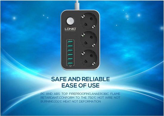 LDNIO Premium Stopcontact - Stekkerdoos - 3.4A - Wit