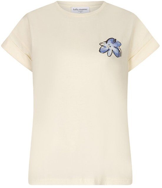 Lofty Manner T-shirt Billy RG04 Cream Dames Maat L