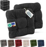 Beautissu Set van 8 Premium Stoelkussen 40x40 cm Antraciet