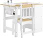 SoBuy KMB60-WN Table et chaise pour enfants, set de 2 pièces, table et chaise pour enfants, bureau avec 2 étagères, porte-rouleaux et compartiments de rangement, blanc/Naturel, 80 x 50 x 66 cm