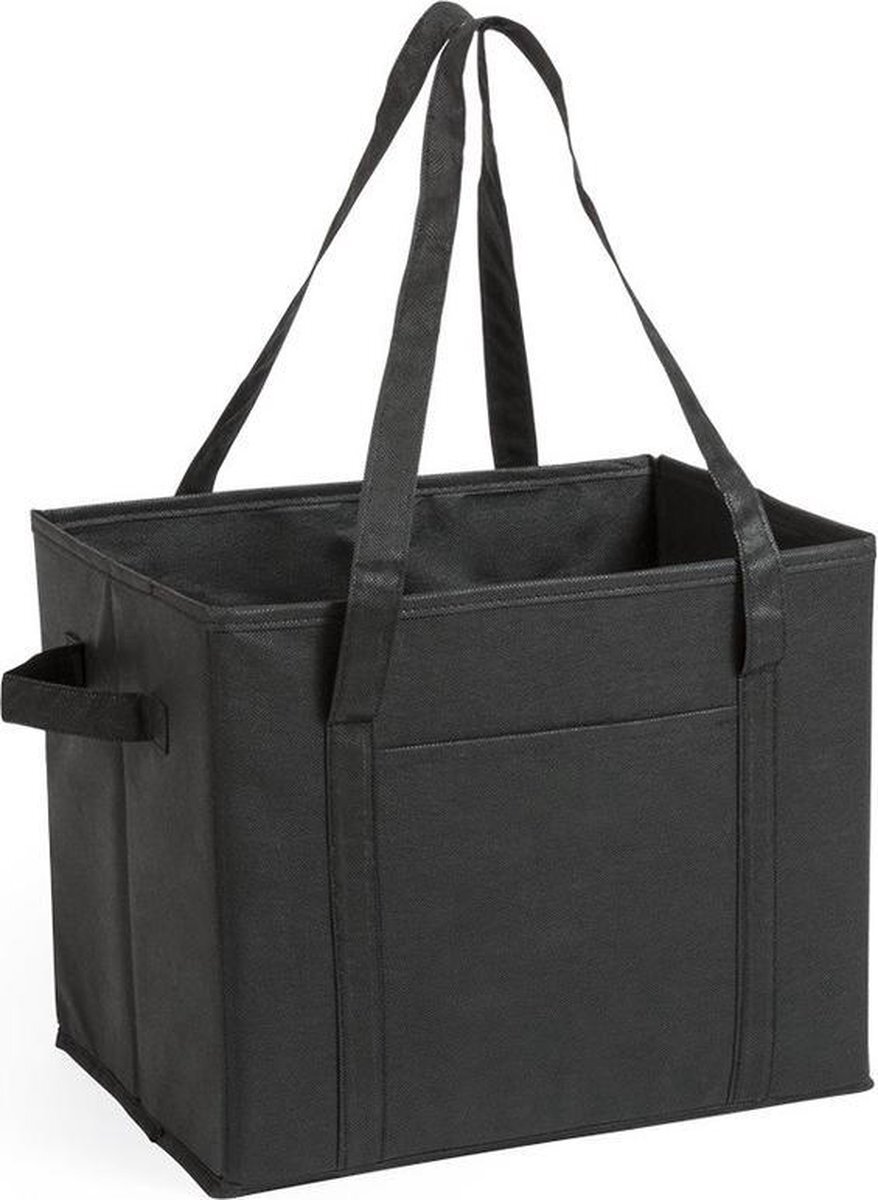 Kimood 3x stuks auto kofferbak/kasten organizer tassen zwart vouwbaar 34 x 28 x 25 cm - Vouwbaar - Auto opberg accessoires